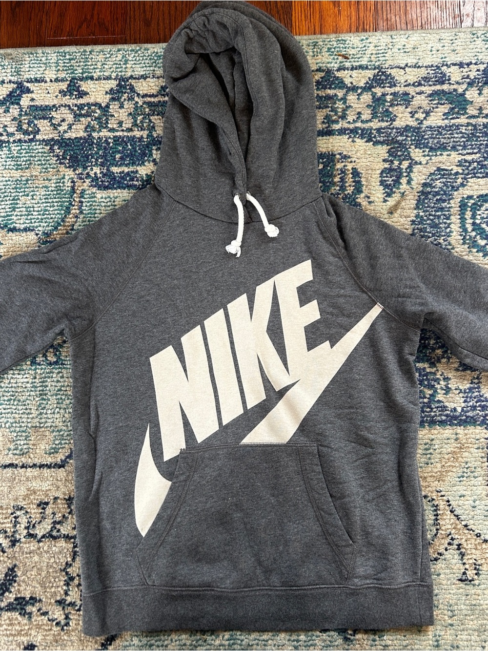 Nike Sportswear Hoodie Women’s M Gray Oversized Swoosh Logo Pullover